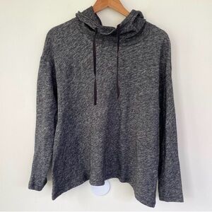 Eileen Fisher Hooded Funnel Neck Sweatshirt Heathered Charcoal Grey M Medium